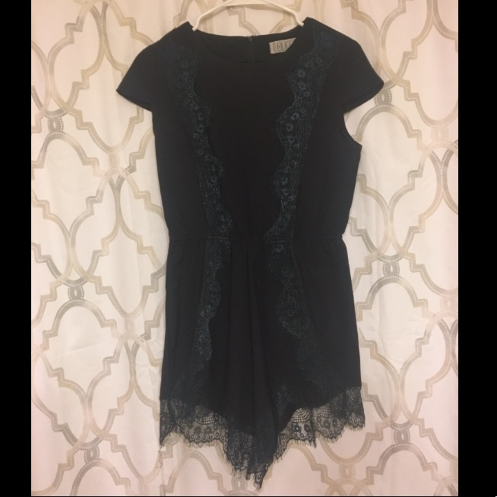 Love Culture Navy Lace romper, size small